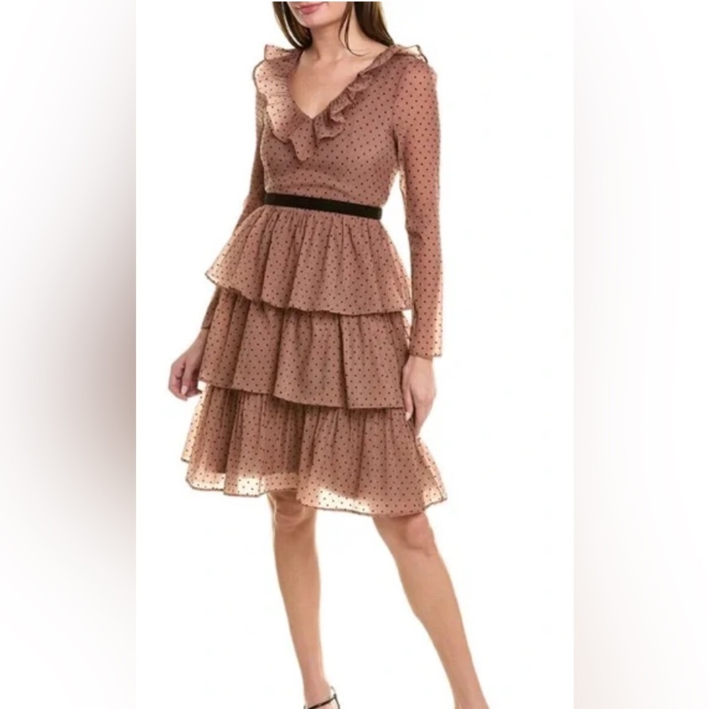 Rachel Parcell Tiered Midi Dress - Size 14 - Mauve Polka Dot - New with Tags!